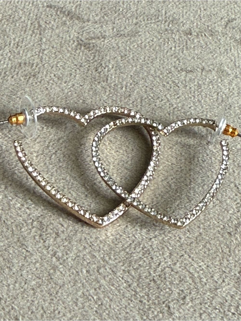 Gold-Tone Crystal Double Heart Drop Earrings